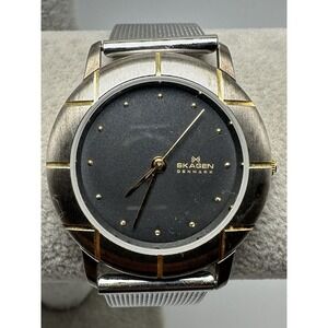 Skagen 3LGSB New Battery Mens Watch 34MM 8" Mesh‎ Band Black Dial Ultra Slim P9